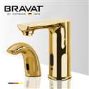 Fontana Midras Gold Finish Commercial Automatic Sensor Faucet and Deck Mount Automatic Soap Dispenser