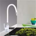 Benevento White Deck Mounted Chrome Brass Kitchen Faucet