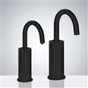 Fontana Matte Black Finish Goose Neck Freestanding Automatic Commercial Sensor Faucet And Soap Dispenser