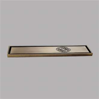 Fontana Antique Brass Rectangle Floor Mounted T Shaped Bathroom Shower Drain