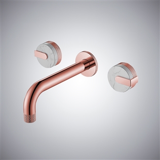 Fontana Naples Rose Gold Dual Handle Wall Mounted Bathroom Faucet