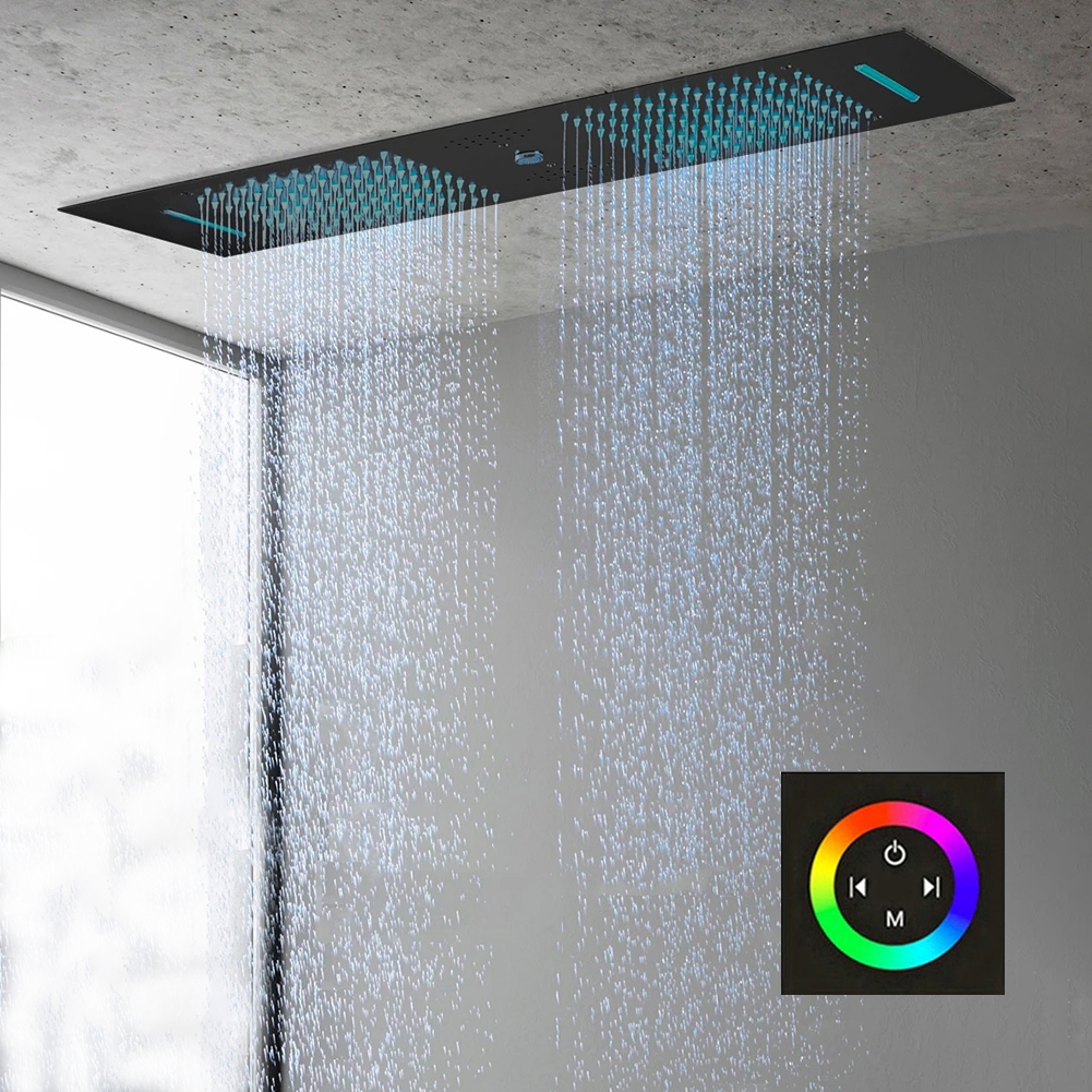 Fontana Villefontaine Matte Black Touch Panel Control LED Shower Head