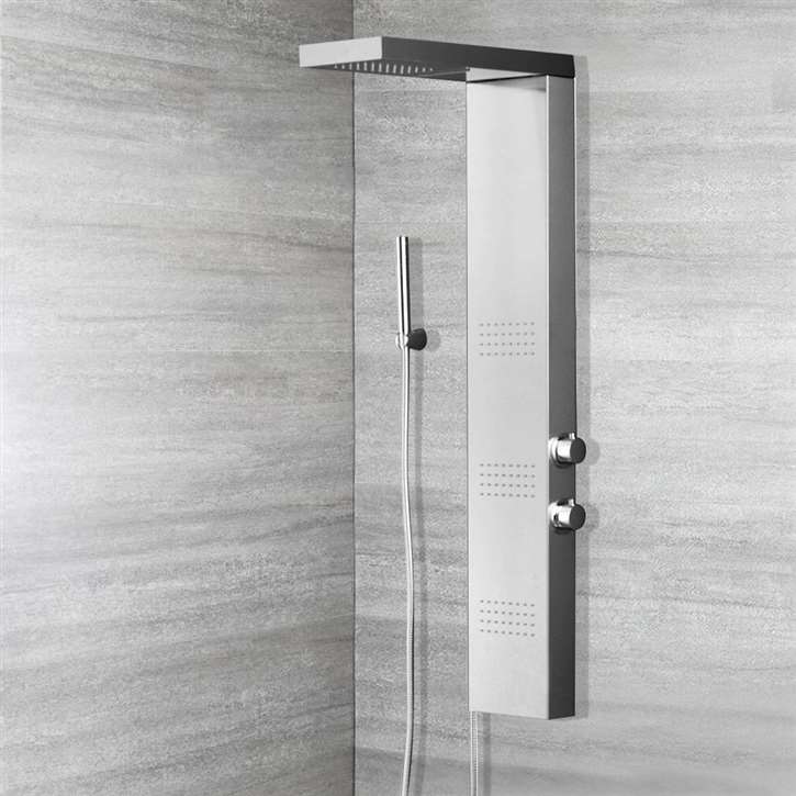 Alberni Stainless Steel Shower Panel with Massage Jets & Handheld Shower