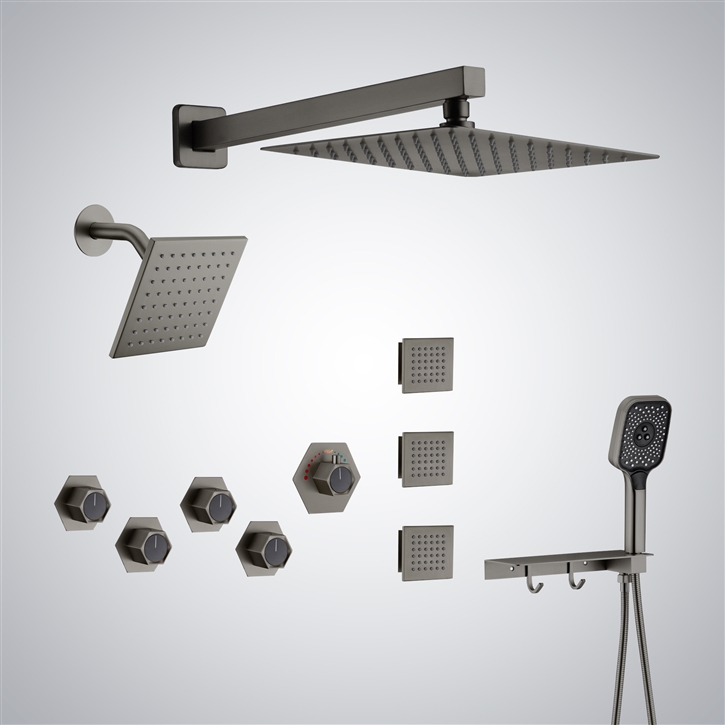 Fontana Tyrone Gun Metal Gray 12'" Dual Shower System