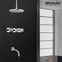 Bravat New Chrome Ceiling Mount Shower Set with Rainfall Shower Head