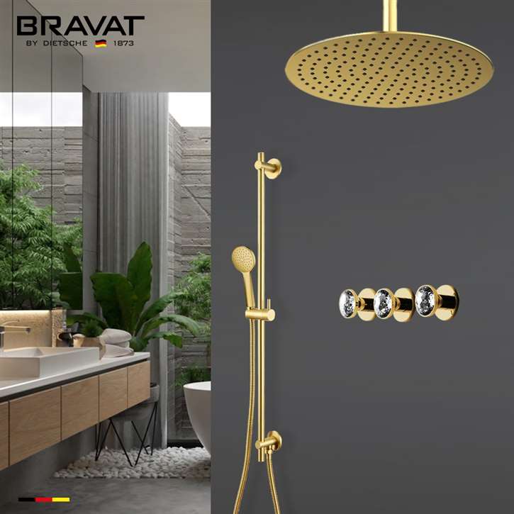 Bravat Crystal Gold Mixer Shower Set