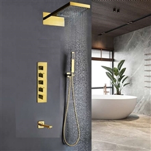 Fontana Mecca Designer Gold Finish Wall Mount Shower Set with Handheld Shower Head