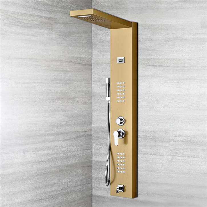 Lenox Digital Display Shower Panel Column With RainFall and WaterFall Shower Head