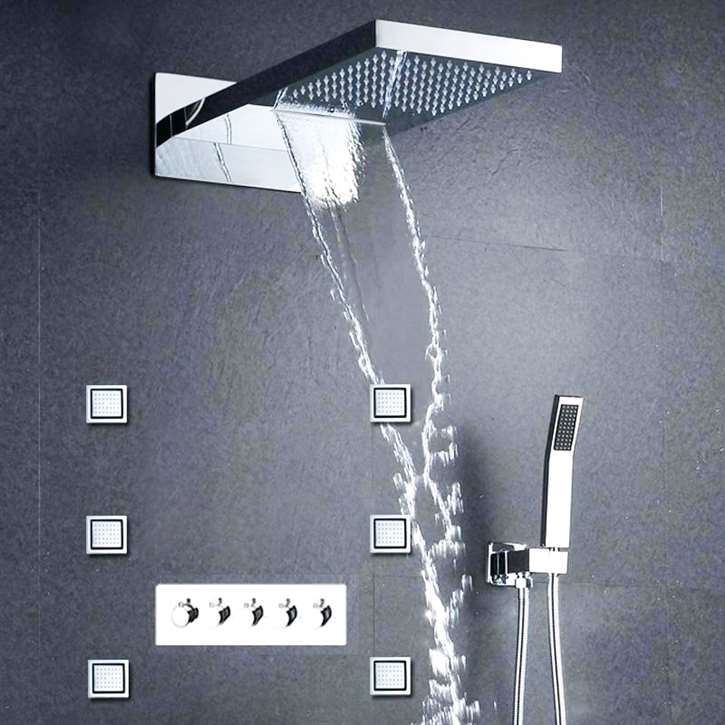 Oceane Wall Mount Multi-Functional Shower Set with Hot & Cold Water Mixing Valve