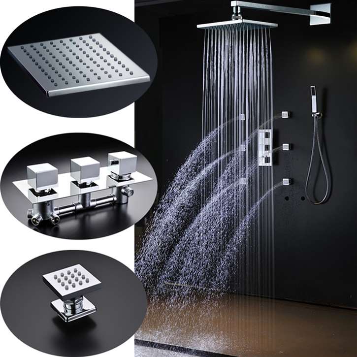 Lombardy Square Shower Head with Massage Jets