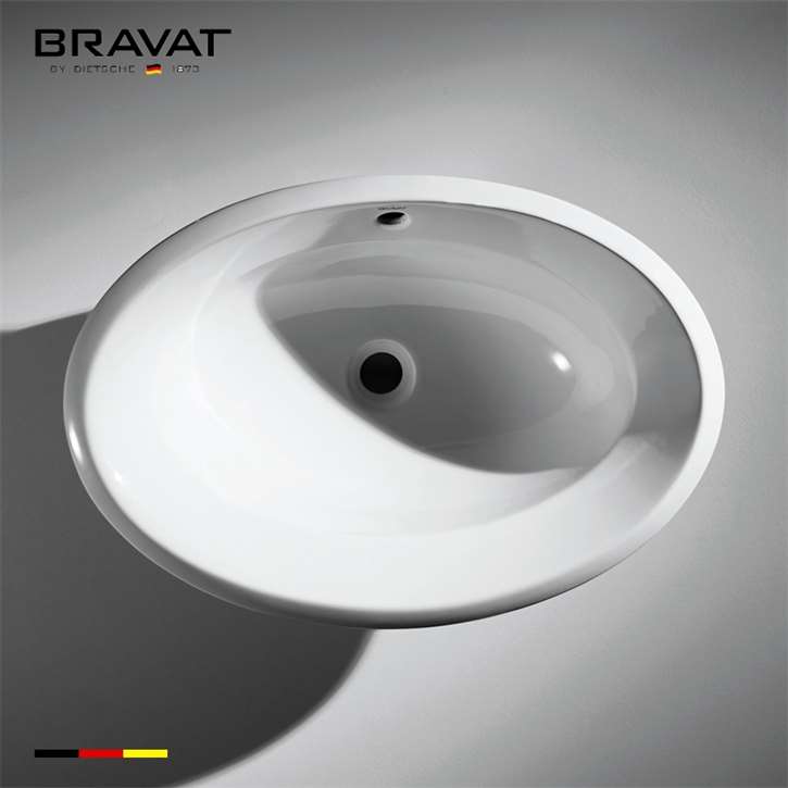Bravat Amazing White Oval Vessel Sink Under-Mount