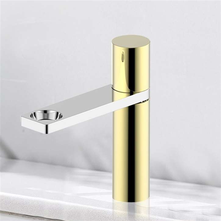 Bravat Modern Royal Gold With Chrome Finish Bathroom Faucet