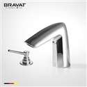 Bravat Commercial Deck Mount Bright Chrome Automatic Sensor Faucet with Manual Soap Dispenser