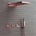 Fontana Reno Wall Mount Rose Gold Rainfall Mixer Shower Set