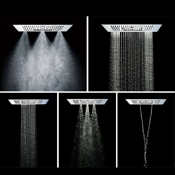 Fontana Platinum Thermostatic Ceiling Mount Bathroom Rain Shower Set