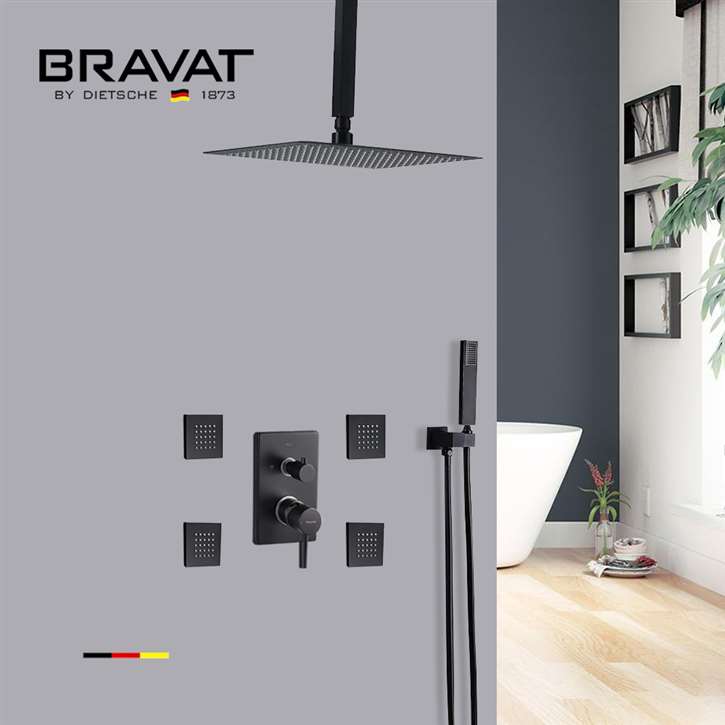 Bravat Showers Hot and Cold Rainfall Bathroom Shower with Massage Jets