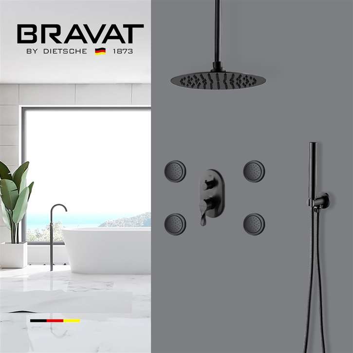 Bravat Showers Hot and Cold Rainfall Bathroom Shower with Massage Jets