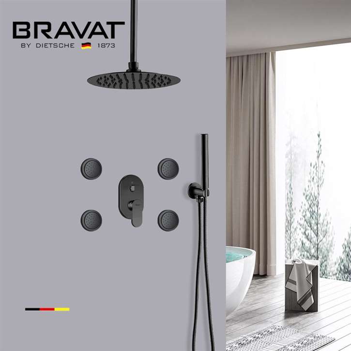 Bravat Showers Hot and Cold Rainfall Bathroom Shower with Massage Jets