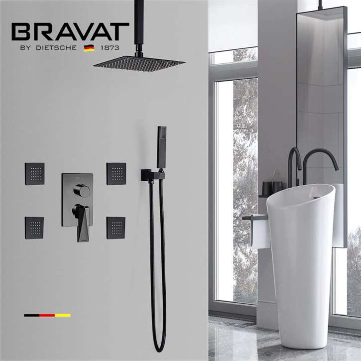 Bravat Showers Hot and Cold Rainfall Bathroom Shower with Massage Jets