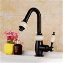 Fontana Genoa Luxury Dark Oil Rubbed Bronze Brass Jade Water Body Bathroom Sink Faucet