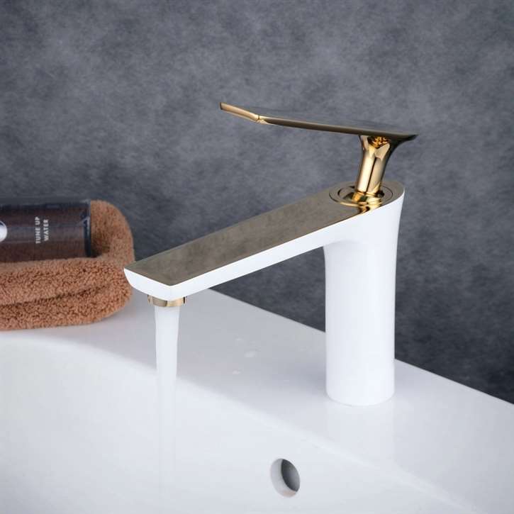 Fontana Genoa White Gold Bathroom Sink Faucet