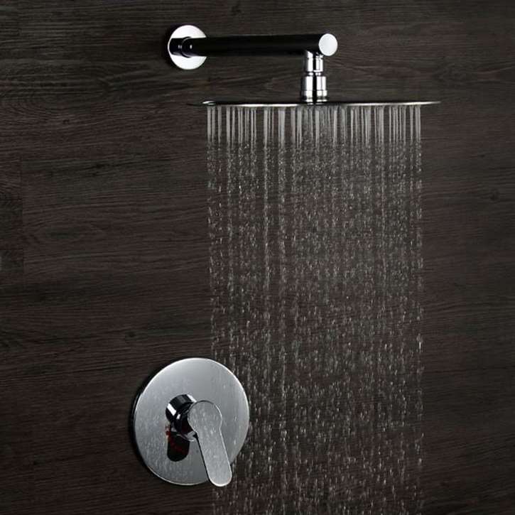 Fontana Verona Chrome Finish In-Wall Round Embedded Box Shower Set - G Style