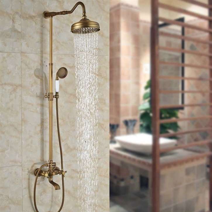 Fontana Milan 8" Antique Brass Rainfall Shower Set C