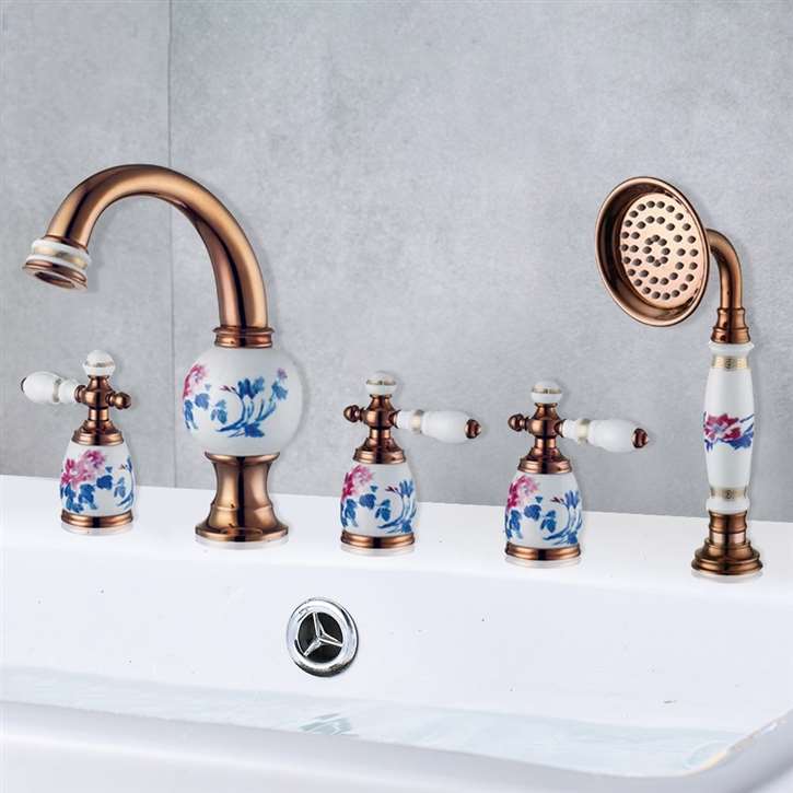 Classic Hot and Cold Deck Mount Bathtub Faucet