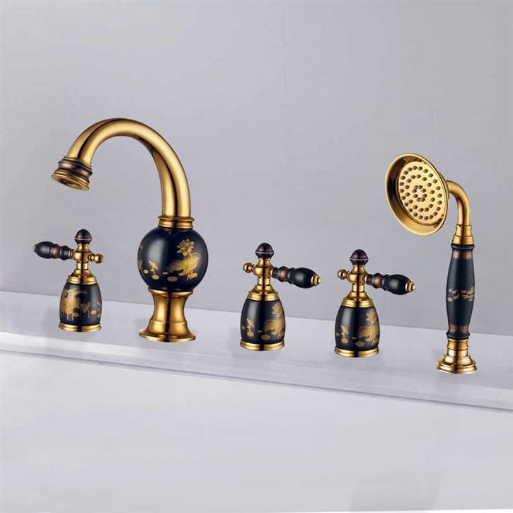 Classic Hot and Cold Deck Mount Bathtub Faucet