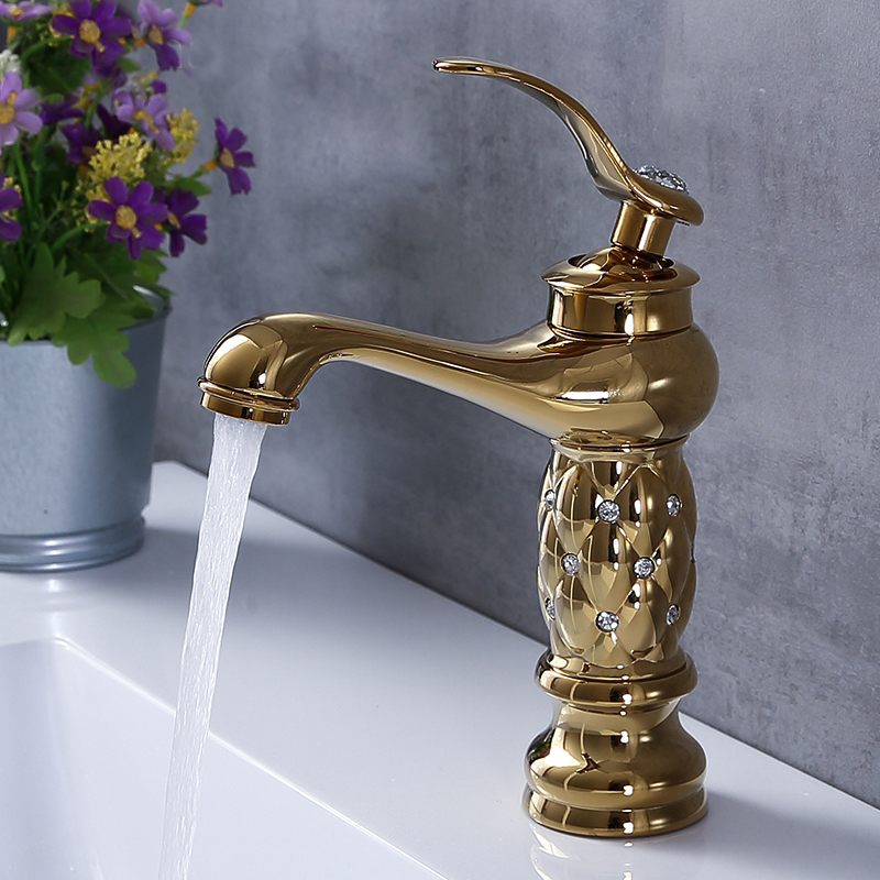 Single Handle Classic Brass Diamond Bathroom Sink Faucet