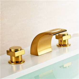 Dual Handle Gold Chrome Finish Mixer Bathtub Faucet