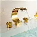 Waterfall Solid Brass Gold Finish Mixer Bathtub Faucet