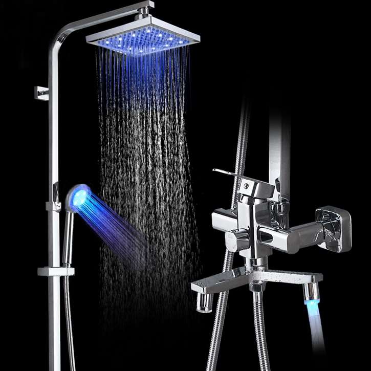 LED Shower Head with Handheld Shower and Shower Faucet
