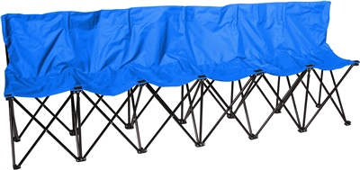 Trademark Innovations Blue Sideline Collapsible Bench 6 Person Seater with Back