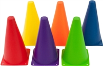 9" Plastic Cone -6 Pack Mixed Colors Sports Training Gear by Trademark Innovations