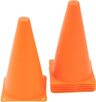9" Plastic Cone -6 pack Orange Sports Training Gear by Coach's Closet