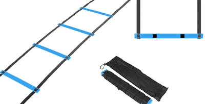 Trademark Innovations Agility Ladder Thick Rungs for Extra Durability (Black Blue, 12 Foot)
