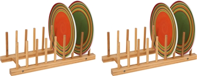 Plate Holder For 8 Plates Made From Natural Bamboo Set of 2 by Trademark Innovations