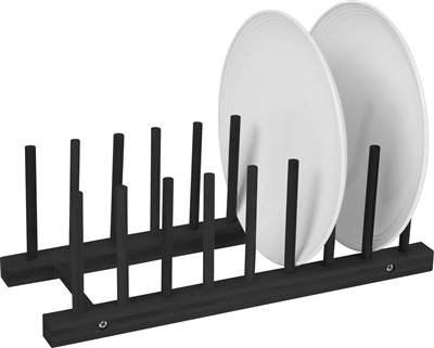 Plate Holder Black Finish For 8 Plates Made From Natural Bamboo by Trademark Innovations