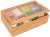 Bamboo 8-Section Tea Storage Box with Clear Lid by Trademark Innovations