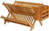 Folding Dish Rack with Utensil Holder Made From Natural Bamboo by Trademark Innovations