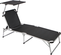Adjustable Beach Patio Lounge Chair with Sun Shade by Trademark Innovations (Black)