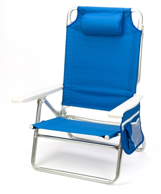 5-Position Aluminum Frame Beach Chair with Pillow by Trademark Innovations (Blue)
