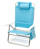5-Position Aluminum Frame Beach Chair with Pillow by Trademark Innovations (Light Blue)