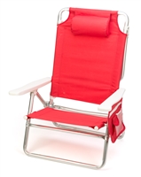 5-Position Aluminum Frame Beach Chair with Pillow by Trademark Innovations (Red)