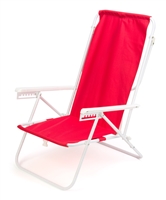 7-Position High Back Steel Tube Beach Chair by Trademark Innovations (Red)