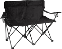 Loveseat Style Double Camp Chair with Steel Frame by Trademark Innovations (Black, 31.5"H)