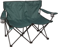 Loveseat Style Double Camp Chair with Steel Frame by Trademark Innovations (Dark Green, 31.5"H)