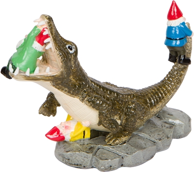 7" Alligator Garden Gnome Small Ornamental Statue by Hilarious Home