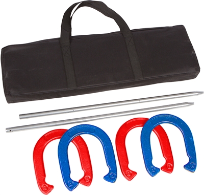 Trademark Innovations Pro Horseshoe Set Red Blue Powder Coated Steel